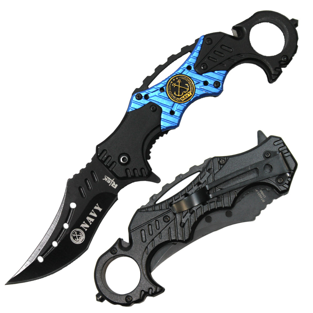 RT 4501-NA 5" Rtek Navy Servicemen Assist-Open Karambit Tactical Rescue Knife