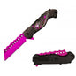 RT 7138-PK 4.5" Pink Skeleton 3D Handle Cleaver Blade Assist-Open Folding Knife with Belt Clip