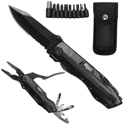 RT 8219 Rtek 4.5" Multi Tool Pocket Knife with Pliers Bottle Opener Screwdrivers & Sheath - Rex Distributor, Inc. Wholesale Licensed Products and T-shirts, Sporting goods,