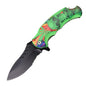 SH 14259-SK 4.5" Glow In The Dark Marijuana Skull Assist-Open Folding Knife with Bottle Opener