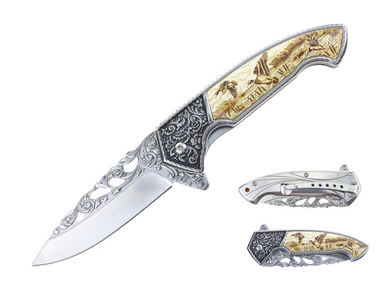 T 27801-EG  5" Eagle Eteched Design Assist-Open Folding Knife