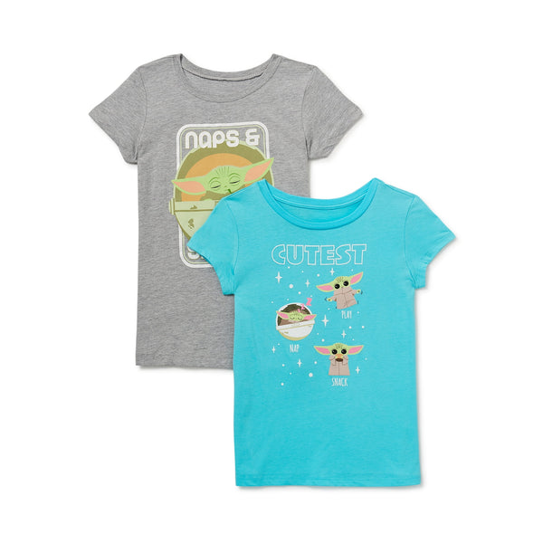 Big Girls or Little Girls Star Wars Baby Yoda Naps Short Sleeve Graphic T-Shirt 2-Pack