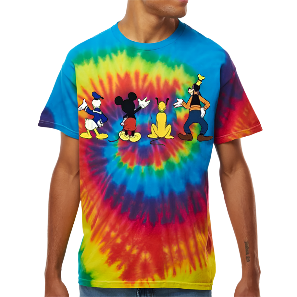 Men's Disney Mickey Mouse Tie Dye Crew Backs Graphic T-Shirt Tee