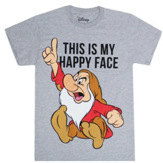 Men's Disney Grumpy This is My Happy Face T-Shirt Tee