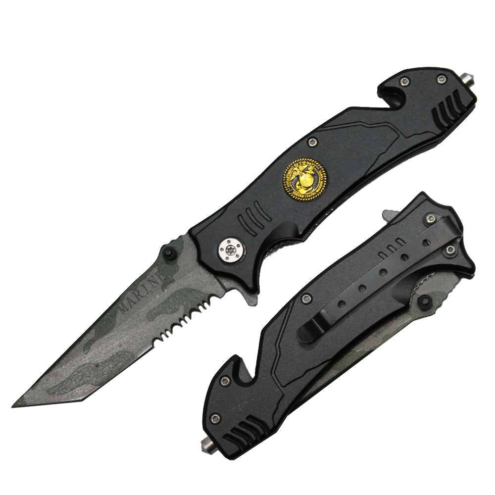 YC 47051-MA 4.5" Black Marine Assist-Open Metal Handle Rescue Knife