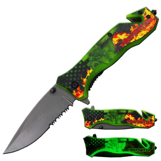 YC 1709-FF 4.5" Glow In The Dark Firefighter Assist-Open Rescue Knife