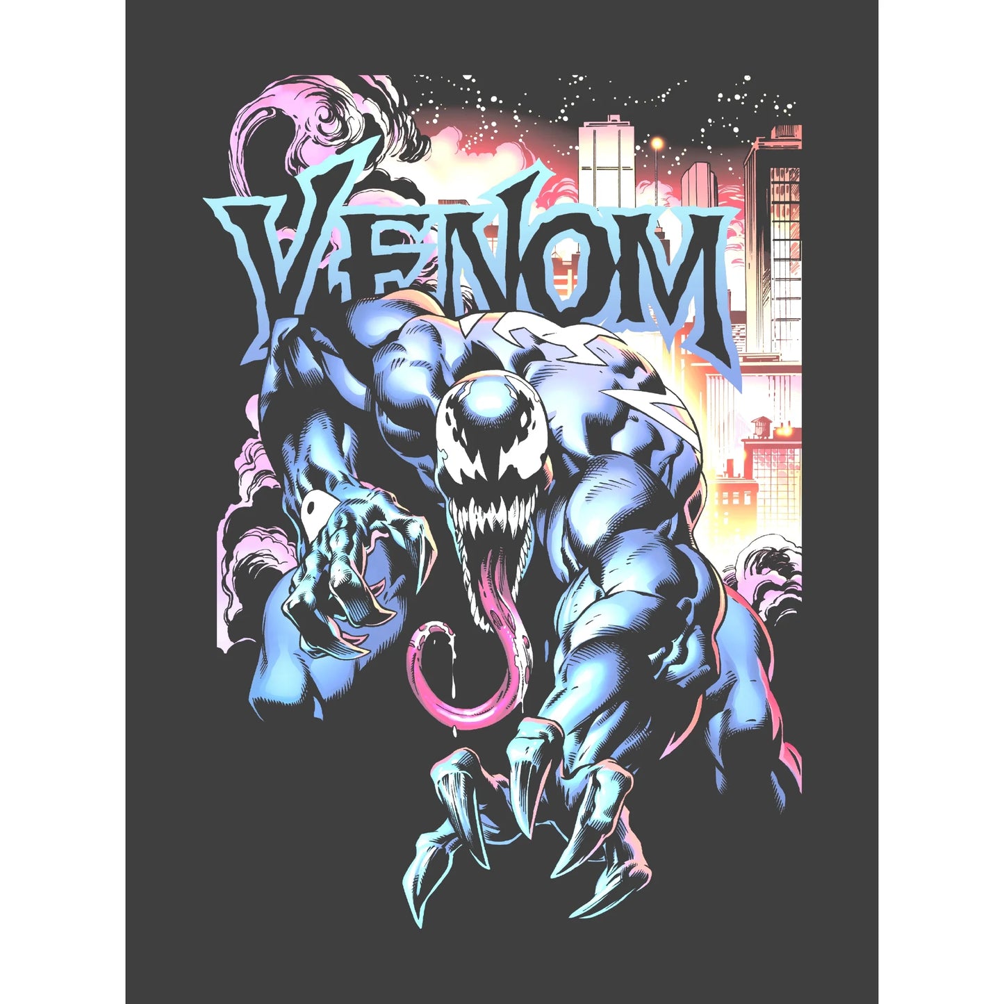 Men's Marvel Venom City Aflame Graphic T-Shirt Tee Charcoal