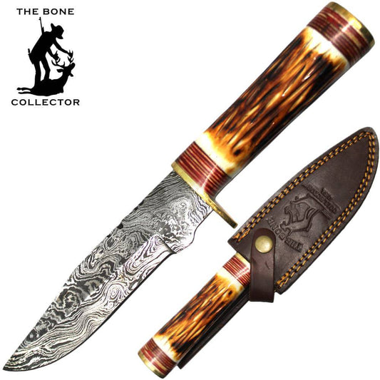 BC HKDB-27 10' Damascus Blade Collector Bovine Handle Hunting Knife with Leather Sheath - Rex Distributor, Inc. Wholesale Licensed Products and T-shirts, Sporting goods,