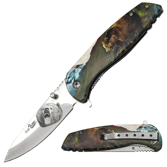 DK 5086-BR 4.5" Duck USA Bear Wildlife Handle Assist-Open Folding Knife