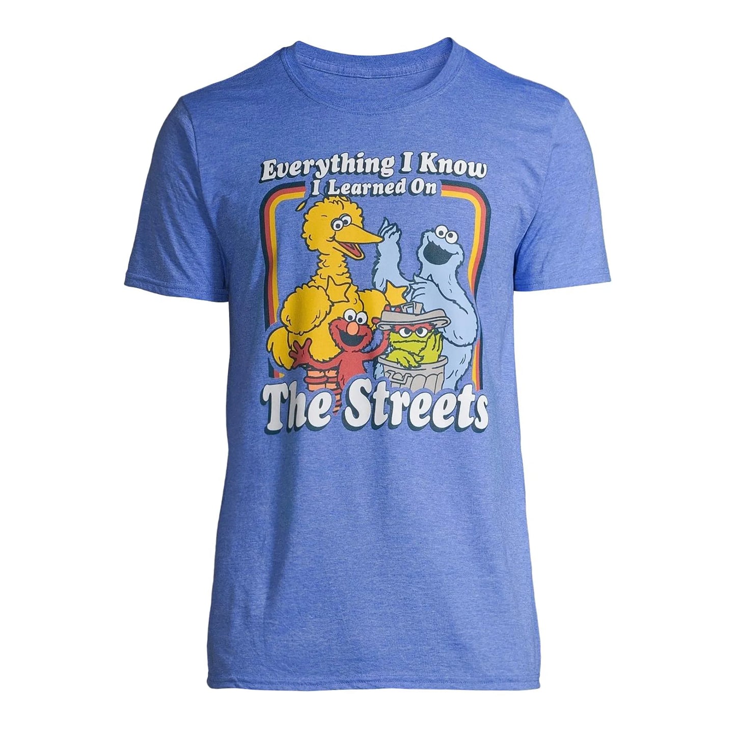 Men's Blue Sesame Street Everything I Know Graphic Tee T-Shirt