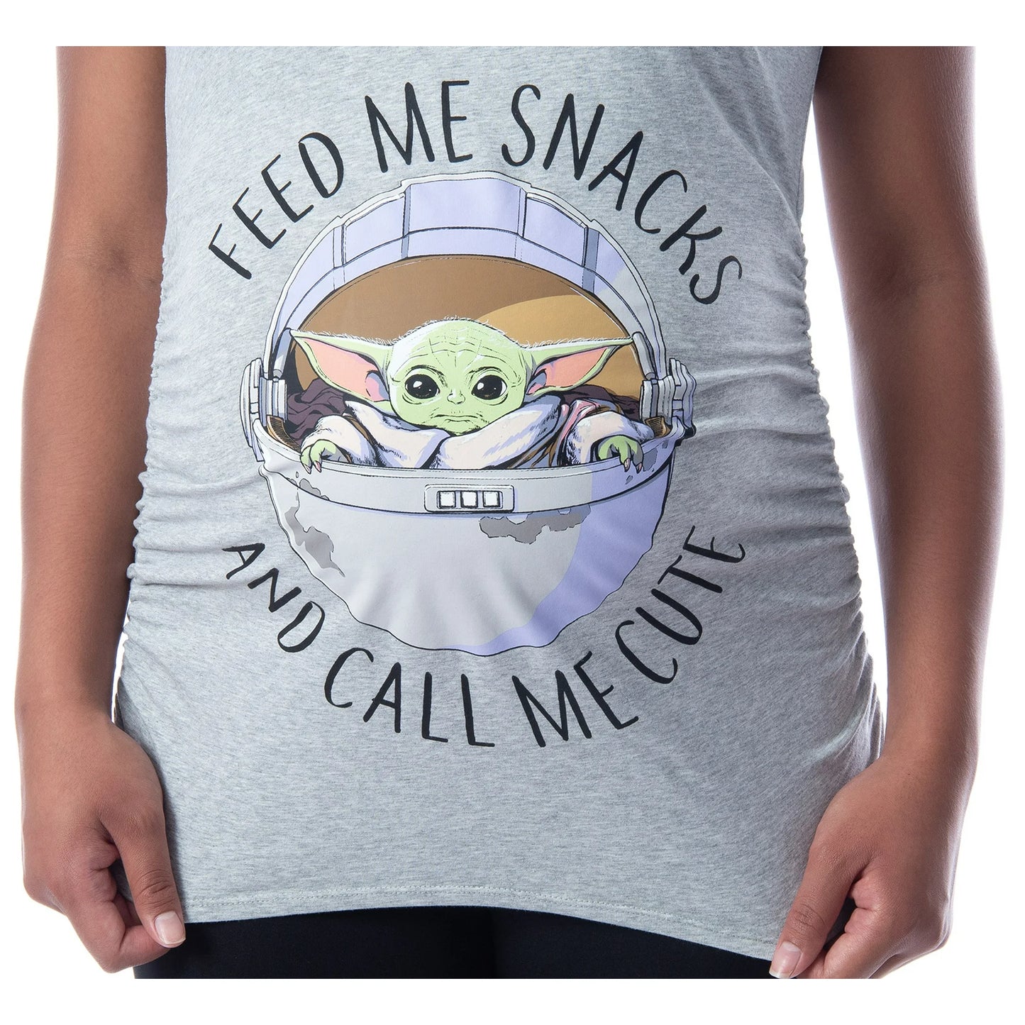 Women's Star Wars Maternity The Mandalorian The Child Feed Me Snack Shirt