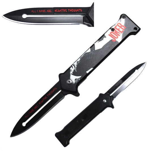 JK 6416-3 4'' Metal Fantasy Print Handle Assist Folding Knife with Belt Clip