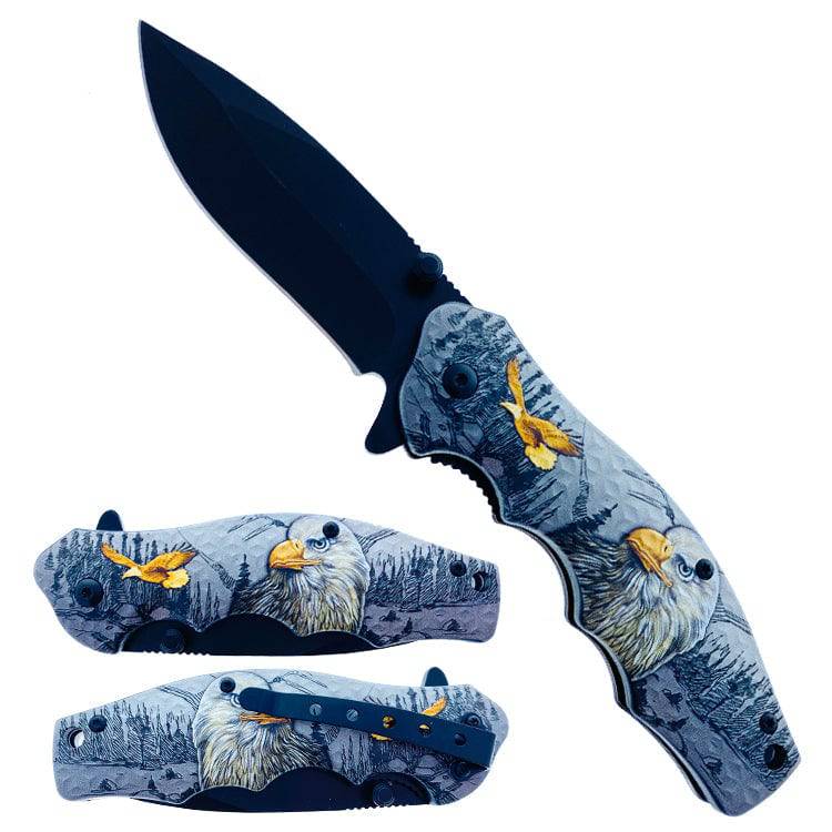 KS 1331-EG 4.5" 3D Wildlife Snow Soaring Eagles Assist-Open Folding Knife