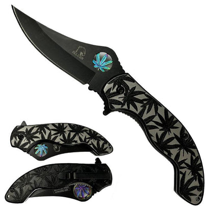 KS 3601-BK 4.25" Black Stainless Steel Assist-Open Marijuana Folding Pocket Knife