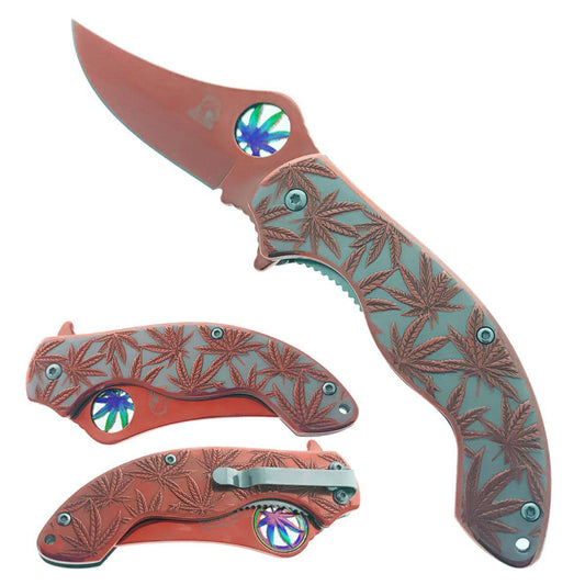 KS 3601-RG 4.25" Rose Gold Stainless Steel  Assist-Open Marijuana Folding Pocket Knife