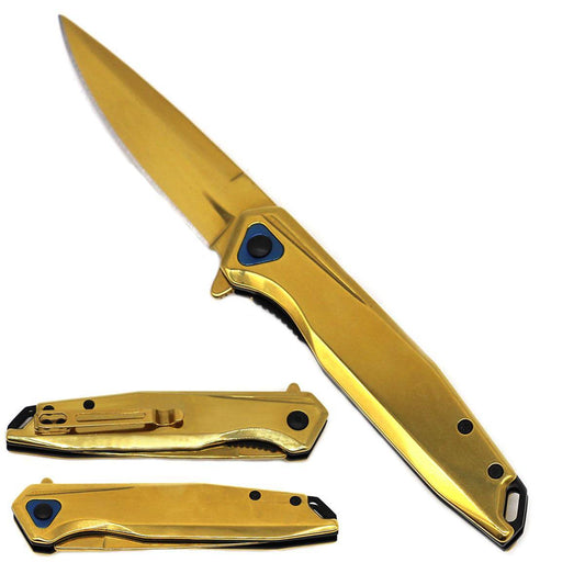 KS 6033-GD 4.5" Tactical Gold Assist-Open Titanium Folding Pocket