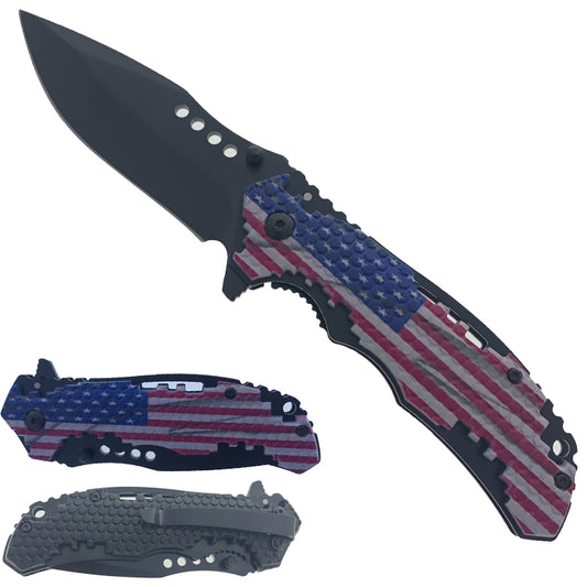 KS 1696-UF 4.5" USA Flag Honeycomb Folding Assist-Open Pocket Knife