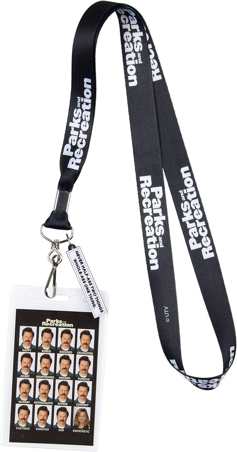 Parks and Recreation Lanyard Never Half Ass Two Things with ID Badge