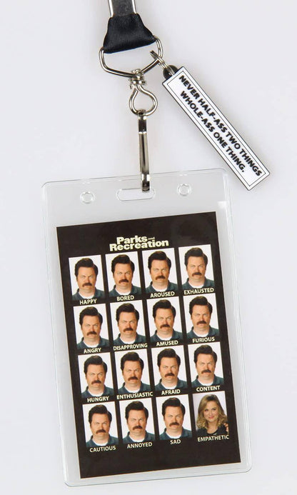 Parks and Recreation Lanyard Never Half Ass Two Things with ID Badge