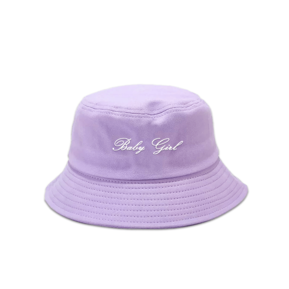 Women's Light Purple Baby Girl Embroidered Bucket Hat