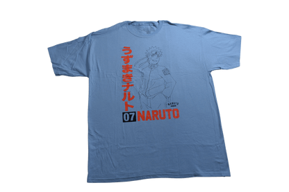 Men's Blue Heather Naruto Kakashi Team 07 Graphic Tee T-Shirt