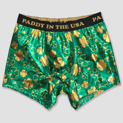 Men's St. Patrick's Paddy in The USA Green and Gold Boxer Briefs