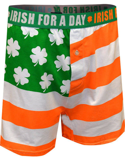 Men's Mad Engine St. Patrick's Irish For A Day Shamrock Flag Boxer Shorts