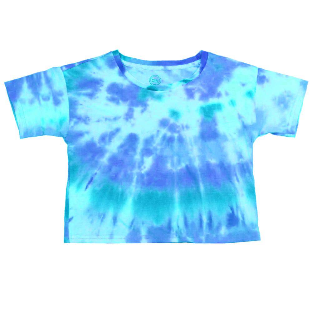 Big Girls or Little Girls Blue Tie Dye Wonder Nation Short Sleeve Regular Tee T-Shirt