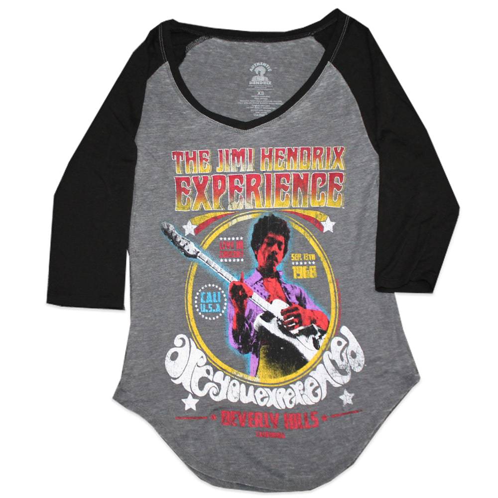 Women Junior's Charcoal The Jimi Hendrix Experience Raglan Top