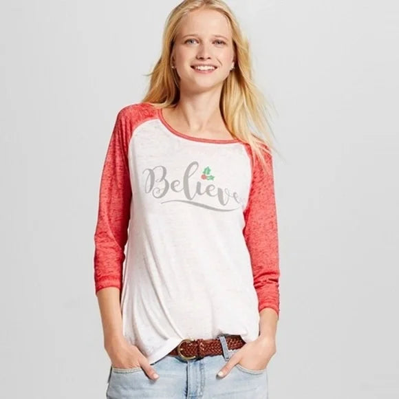 Women Zoe+Liv Believe Graphic Baseball Tee - Rex Distributor, Inc. Wholesale Licensed Products and T-shirts, Sporting goods,