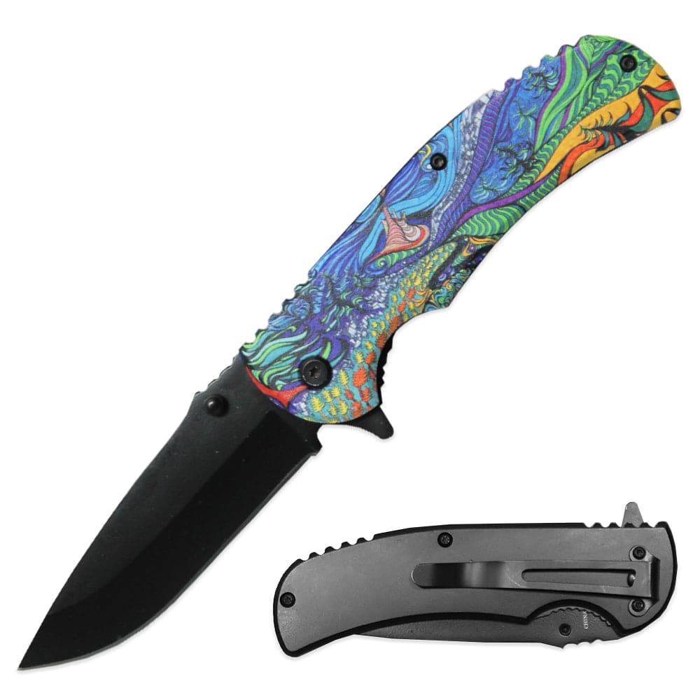 PK 1536-4 4.5" Contemporary Art Metal Handle Assist-Open Folding Knife