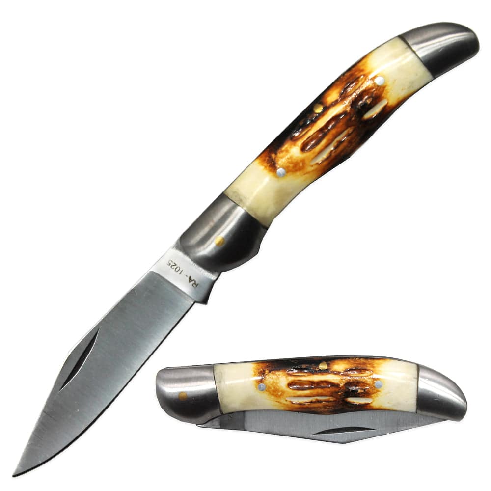 RA 1025 4" Zig Bone Handle Folding Knife