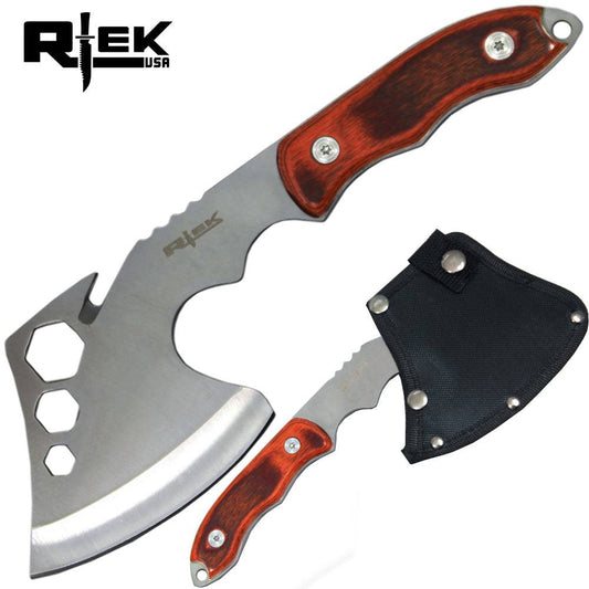 RT 1389-BR 10" Rtek Brown Wood Tactical Axe Hatchet with Sheath