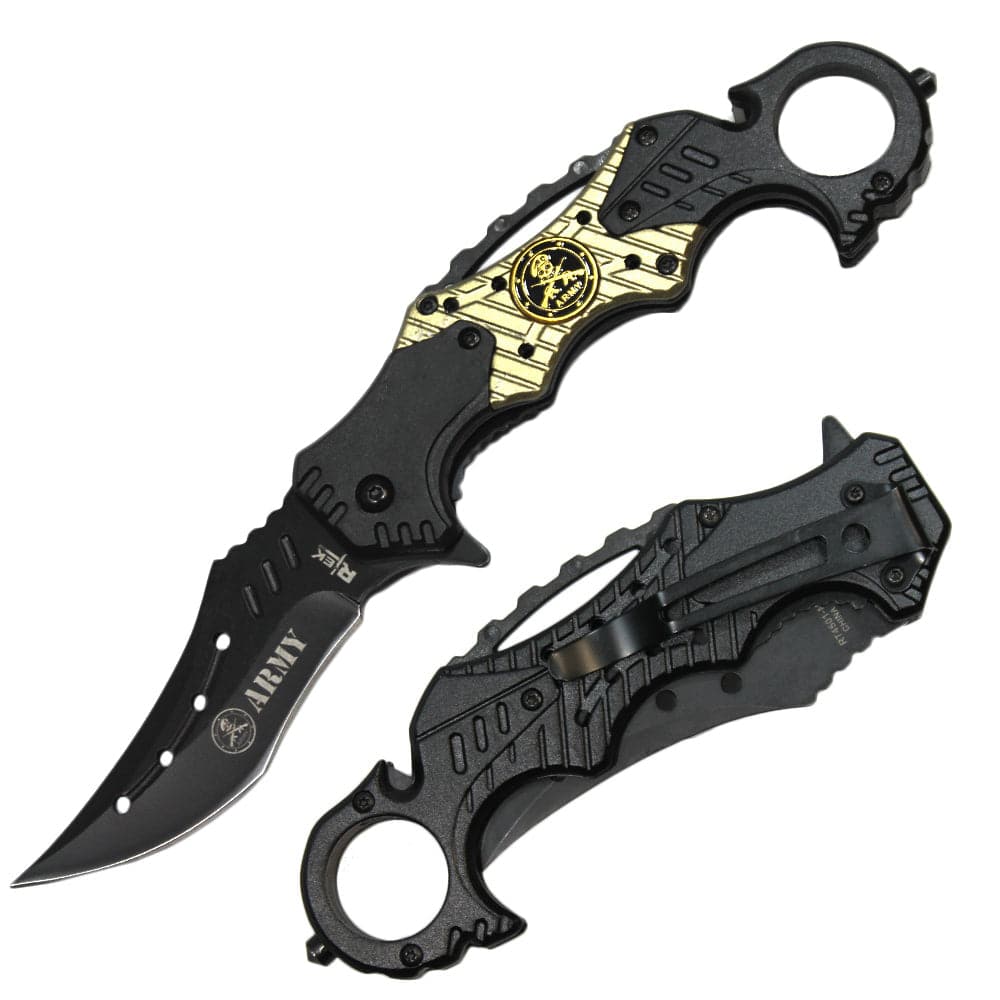 RT 4501-AR 5" Rtek Army Servicemen Assist-Open Karambit Tactical Rescue Knife