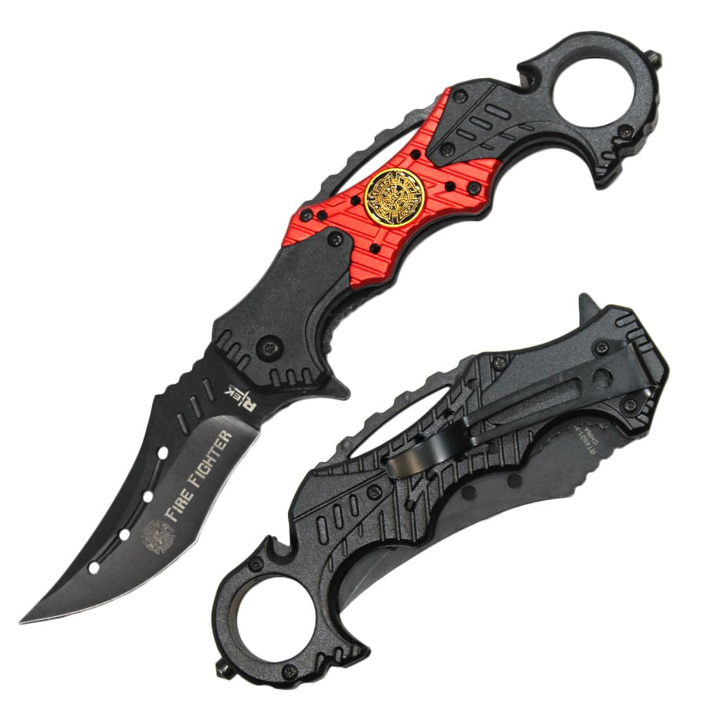 RT 4501-FF 5" Rtek Fire Fighter Servicemen Assist-Open Karambit Tactical Rescue Knife