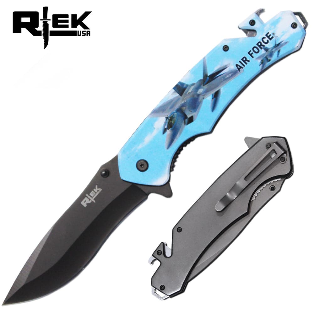 RT 6351-AF 6" Rtek Jumbo Tactical Serviceman Assist-Open Rescue Knife with Bottle Opener, Rope Cutter & Glass Breaker