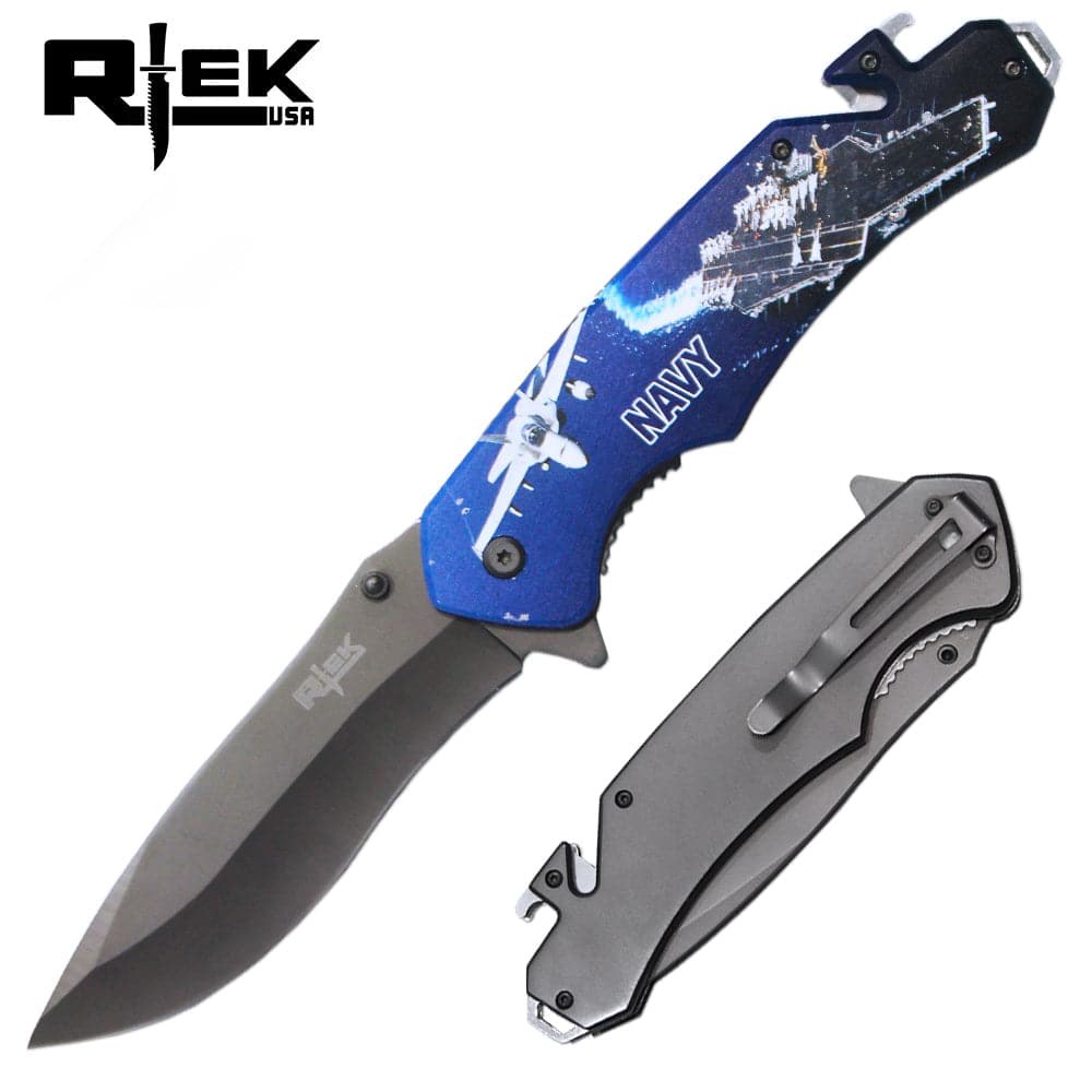 RT 6351-NA 6" Rtek Jumbo Tactical Serviceman Assist-Open Rescue Knife with Bottle Opener, Rope Cutter & Glass Breaker