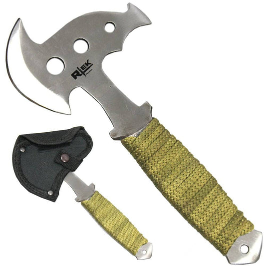 SK 102-SL 8" Silver Blade Cord Wrapped Ninja Throwing Axe with Sheath