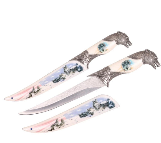 T 224851-1 13 3/4" Wolf Dagger with White Scabbard