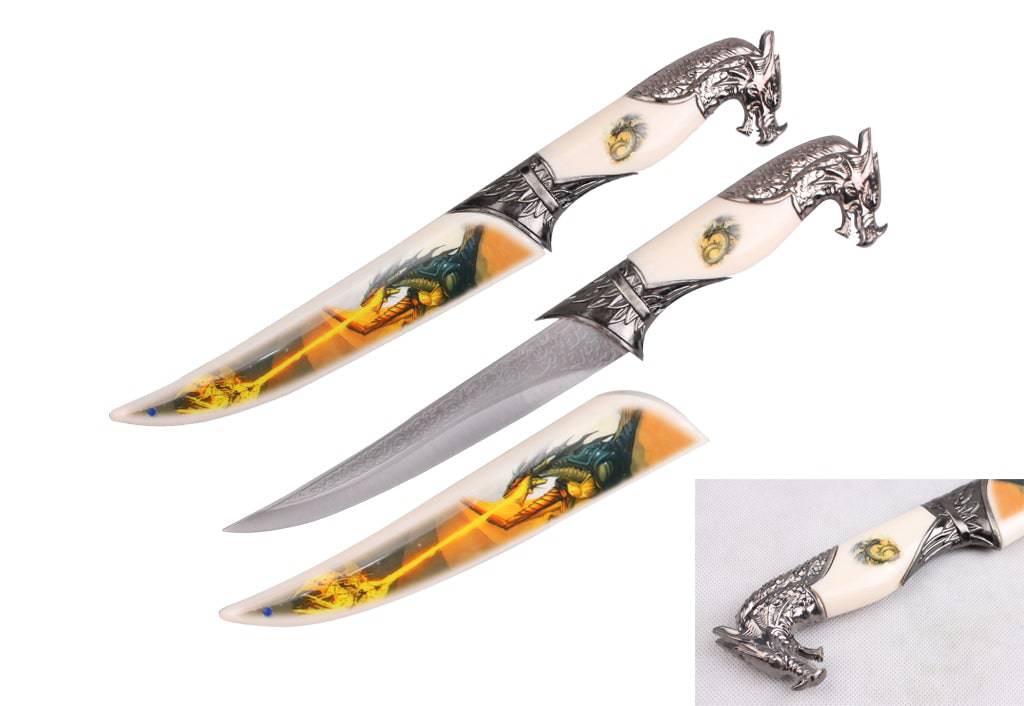 T 224853 13 3/4" Fantasy Dagger Fire Breathing Dragon on Scabbard