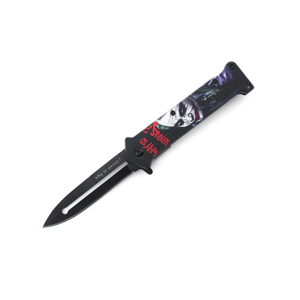 T 27018-JK10 4.5" Assist-Open Knife - Clown Fantasy Style Print Handle