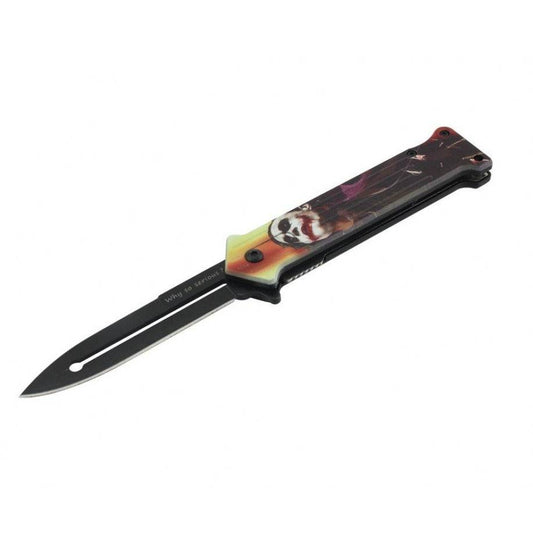 T 27018-JK7 4.5" Assist-Open Knife - Clown Fantasy Style Print Handle