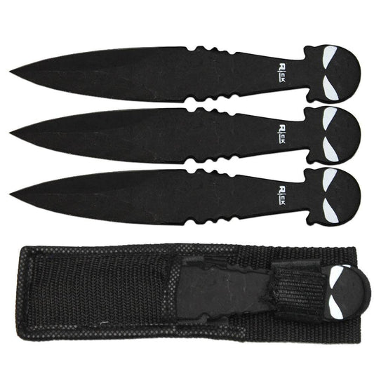 TK 043-365BSK 6.5" Black Skull Print Throwing Knife with Nylon Sheath