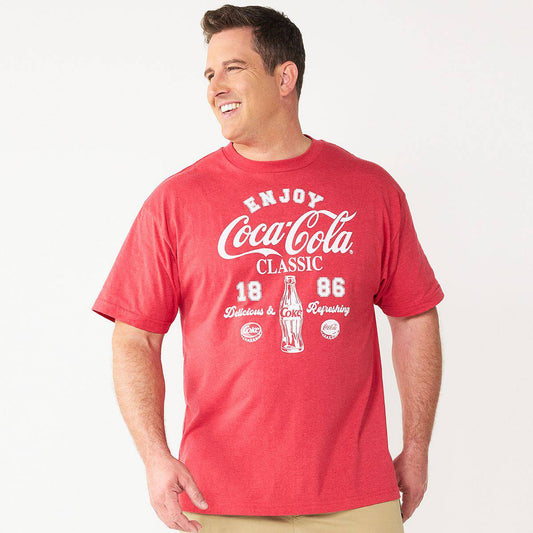 Men's Red Big & Tall Modern-Fit Coca-Cola Tee T-Shirt