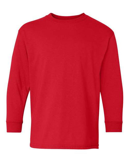 Gildan 5400B Youth Unisex Heavy Cotton 5.3 oz. Red Long-Sleeve T-Shirt Tee - Rex Distributor, Inc. Wholesale Licensed Products and T-shirts, Sporting goods,