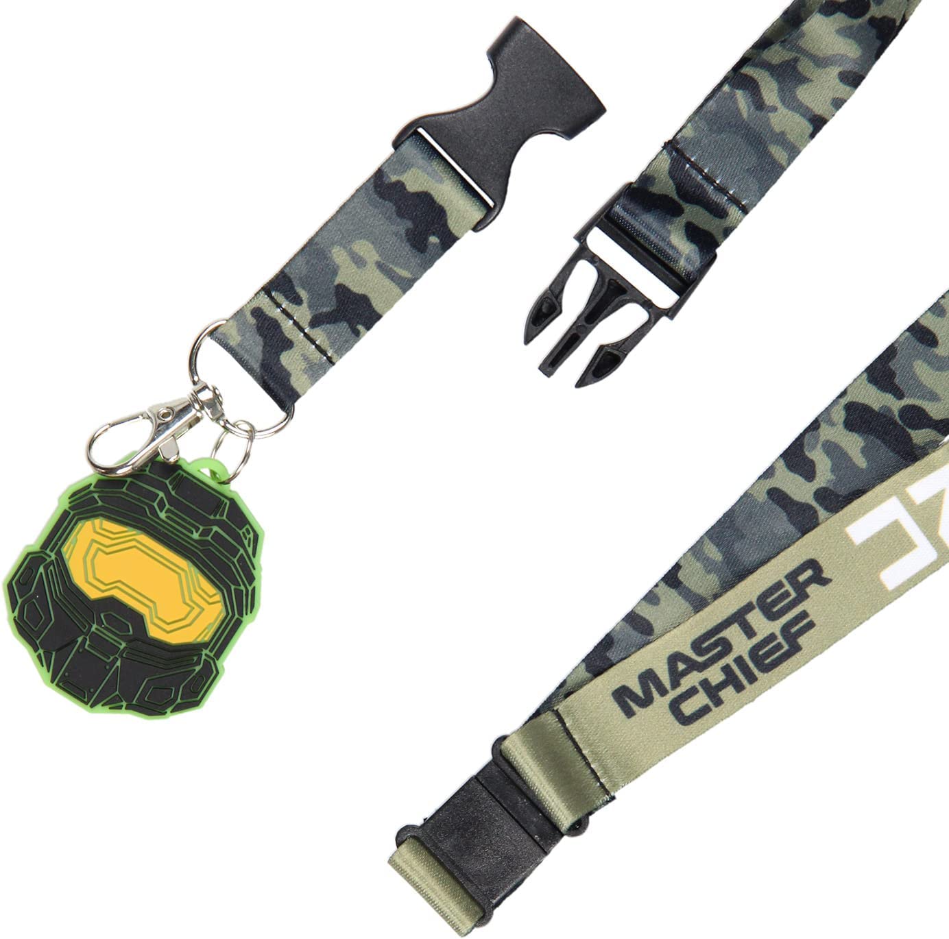 Halo Video Game Lanyard Keychain w/ 2 Master Chief Rubber Charm