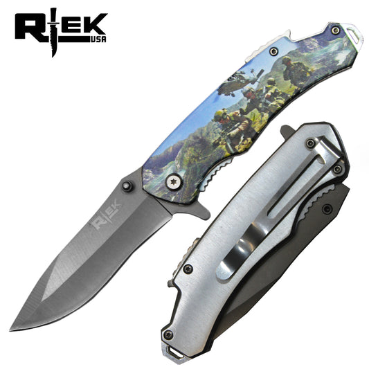 RT 4773-MA 4.5" Rtek Tactical Serviceman Assist-Open Knife with Bottle Opener & Glass Breaker