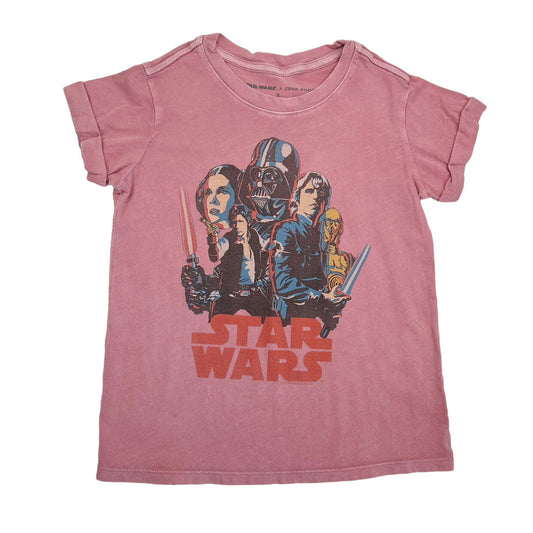 Girl's Pink Faded Retro Star Wars Graphic Tee with Rolled Sleeves - Rex Distributor, Inc. Wholesale Licensed Products and T-shirts, Sporting goods,