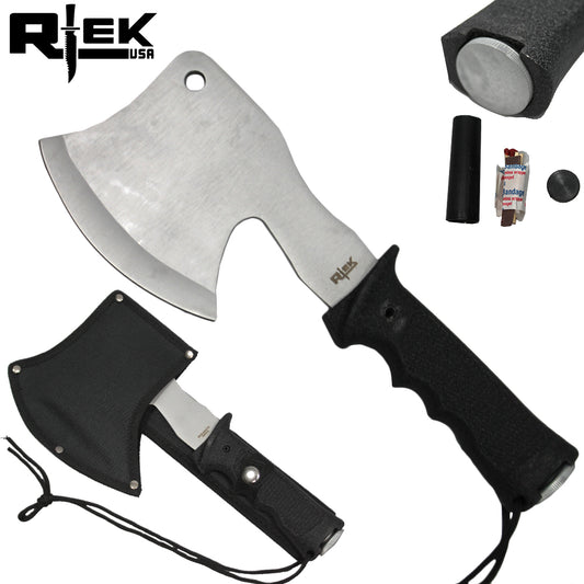 RT 7177-110S 11" RTEK Silver Survival Axe with Sheath & Survival Kit